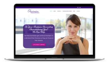 sherrington financial mockup of their website homepage in a laptop