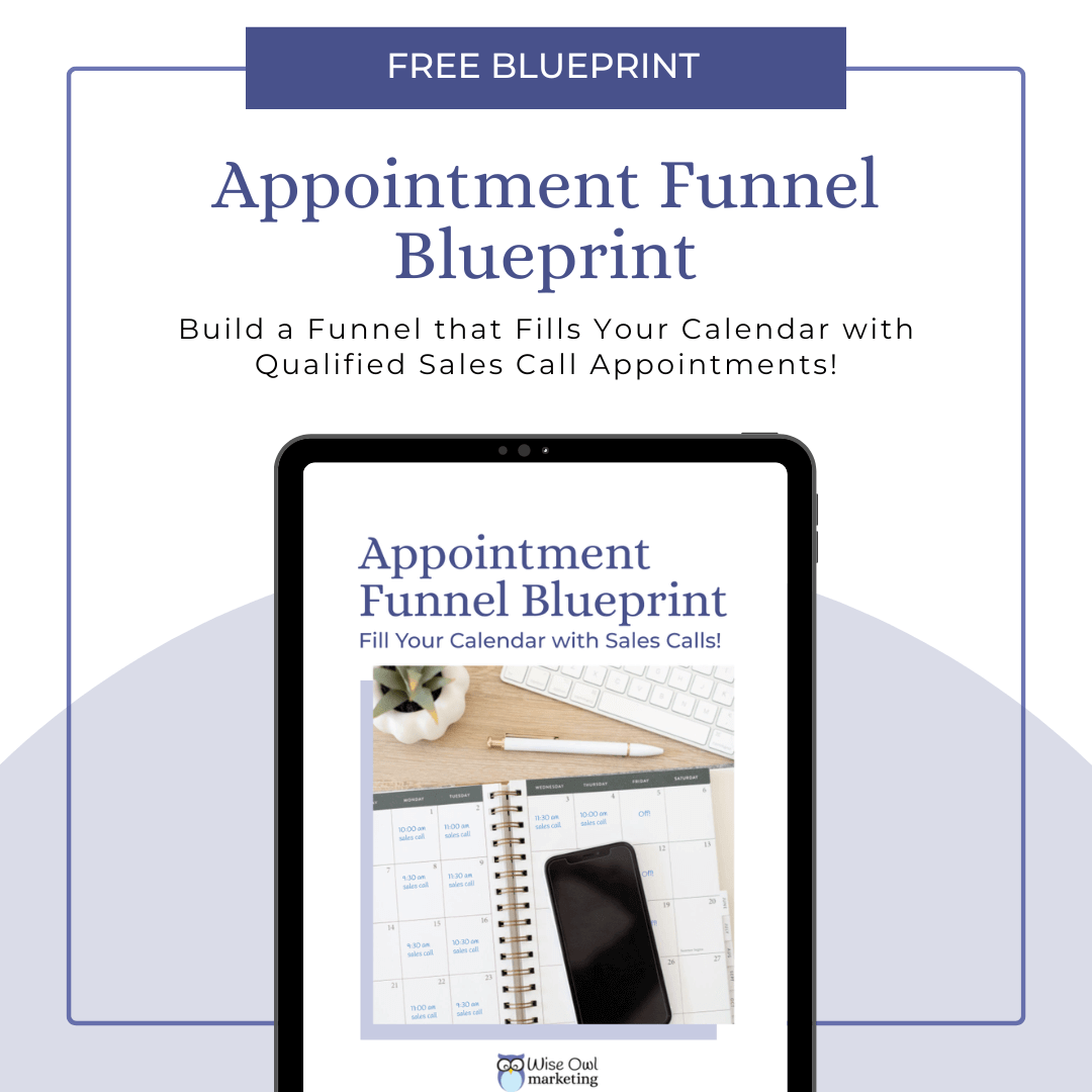 appointment funnel blueprint thumbnail image showing the blueprint cover in an ipad