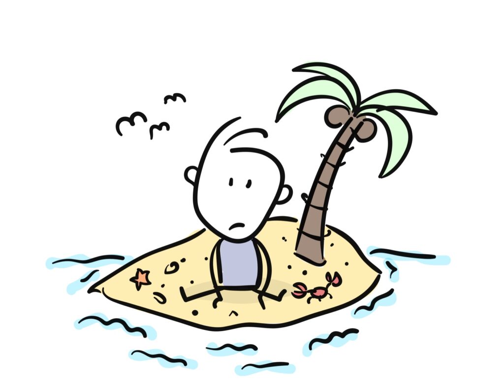 person sitting on a deserted island - not enough website traffic