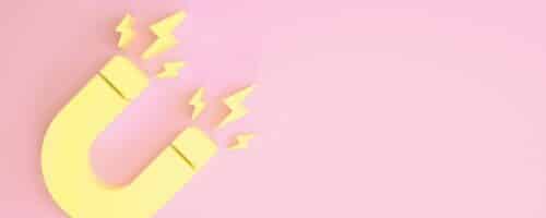 graphic illustration of a yellow magnet on a pink background for blog post "How to Deliver & Promote Your Lead Magnet"